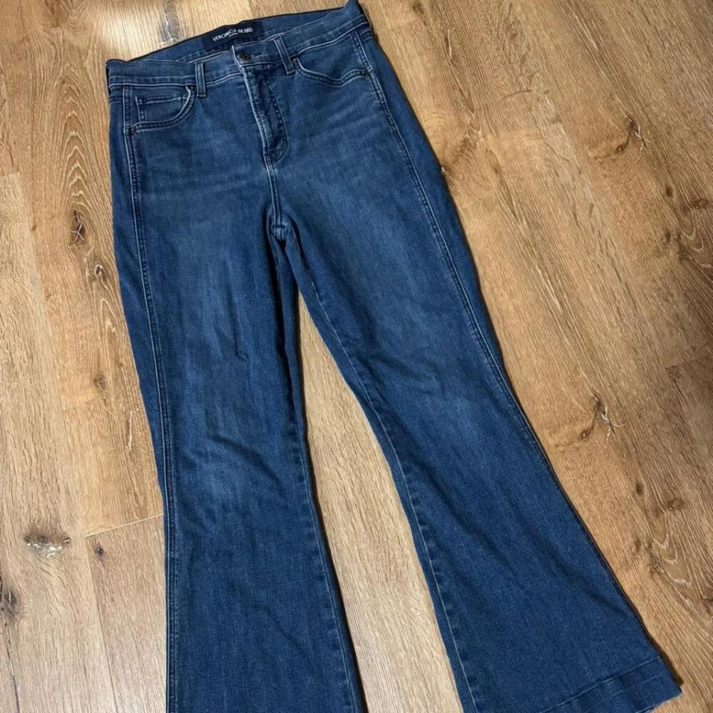 VERONICA BEARD Blue Carson Ankle Flare High Rise Jeans Size 28